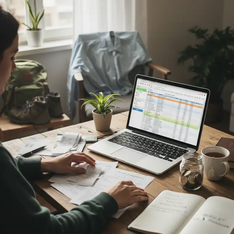 Relaksująca scena odpoczynku podczas 3‑miesięcznej przerwy od pracy, osoba czyta książkę i planuje budżet regeneracji