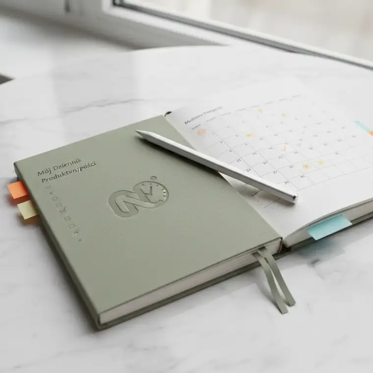 Widok pulpitu Notion z prostym dziennikiem produktywności i bazą danych pokazującą codzienne wpisy użytkownika