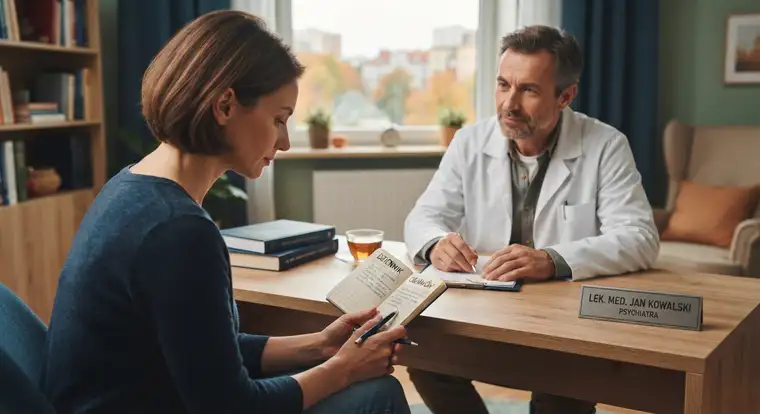 Ilustracja przedstawiająca diagnozę wypalenia zawodowego, uzupełnia artykuł o tym, jaki lekarz stwierdza wypalenie zawodowe i jakie badania wykonuje